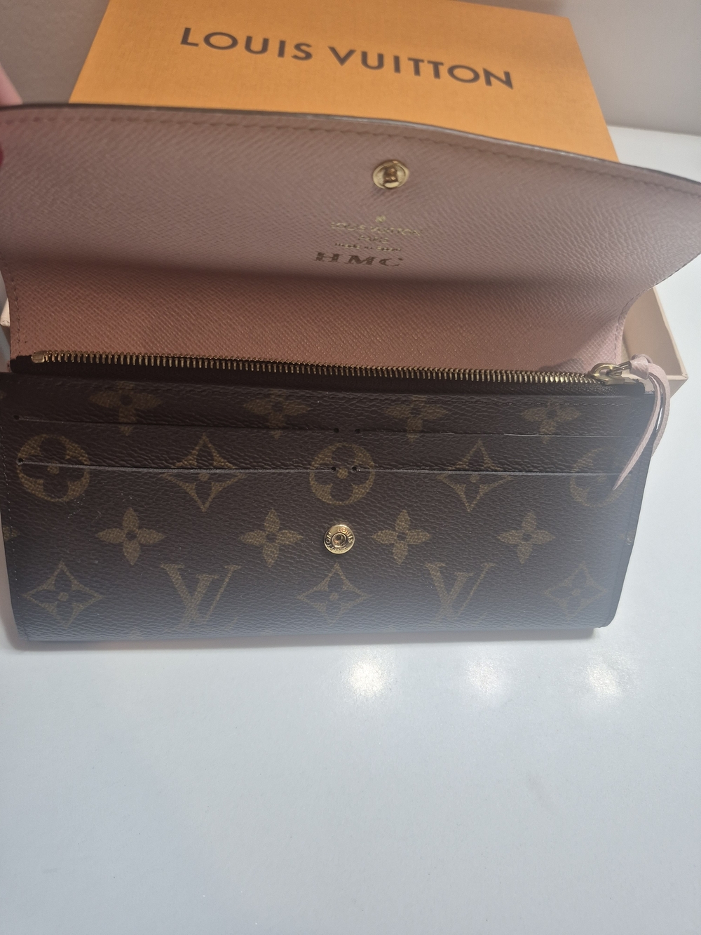 Louis Vuitton Monogram Emilie Wallet - Brown And Rose Ballerine - Picture 12 of 14